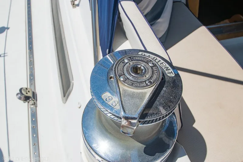 Slide: The Image of Winch on 1988 Hylas 44 Center Cockpit sailboat deck, close-up view. - 58