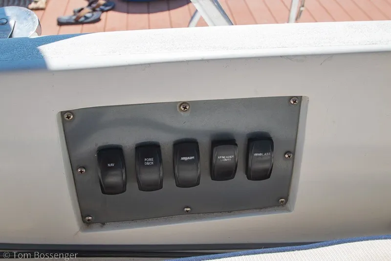 Slide: The Image of Control panel on a 1988 Hylas 44 Center Cockpit sailboat deck. - 76