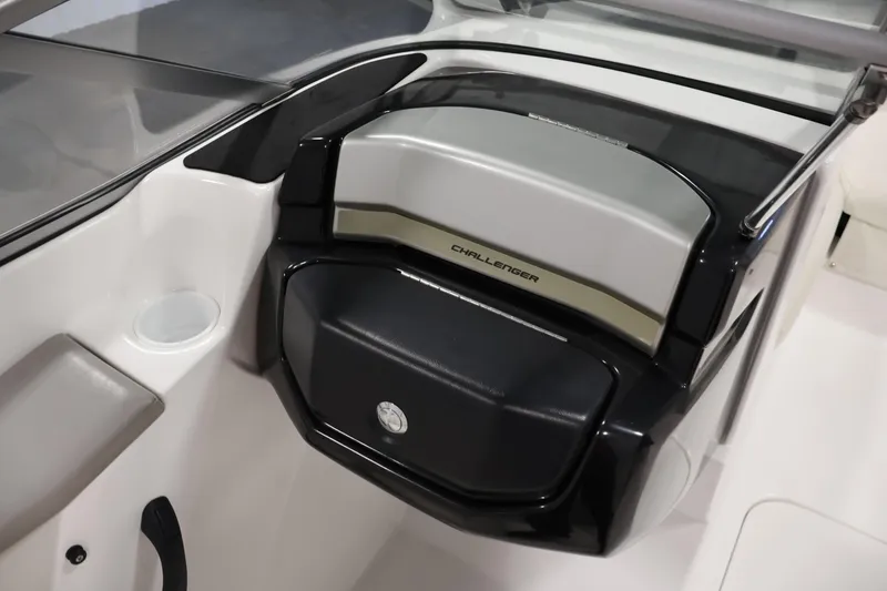 Slide: The Image of 2011 Sea-Doo Challenger 180 boat interior with sleek dashboard design. - 22