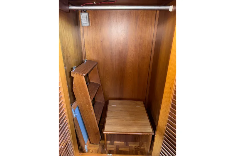 Slide: The Image of Wooden interior storage space on a 1988 Grand Banks 42 Classic boat. - 63
