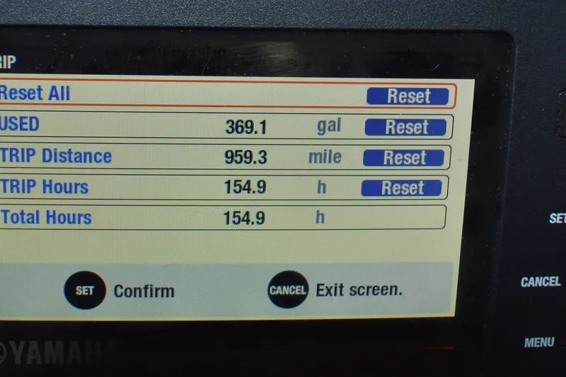 Slide: The Image of Boat dashboard showing trip data: 369.1 gallons used, 959.3 miles traveled, 154.9 hours logged. - 26