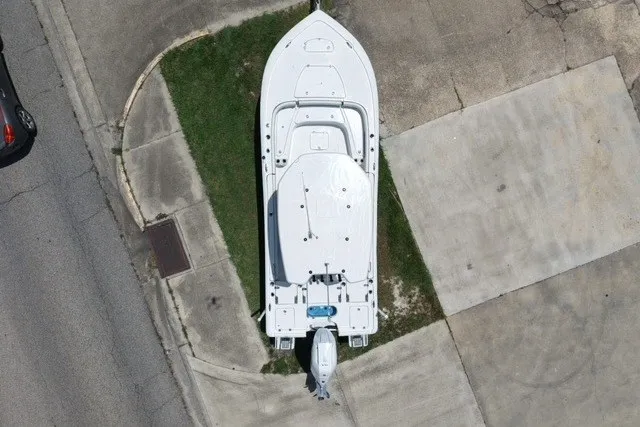 Slide: The Image of Overhead view of 2027 Tidewater 2500 Carolina Bay boat on trailer. - 8