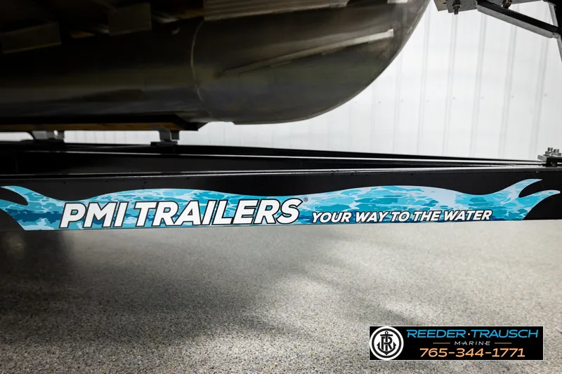 Slide: The Image of PMI Trailers with "Your Way to the Water" slogan, featuring a 2019 SUNTRACKER 20 DLX. - 53