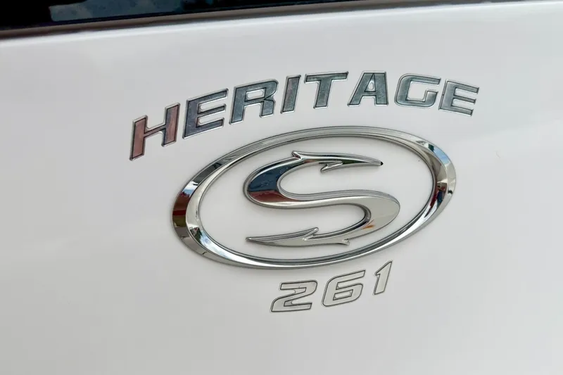 Slide: The Image of 2023 Sportsman Heritage 261 Center Console logo on white background. - 75