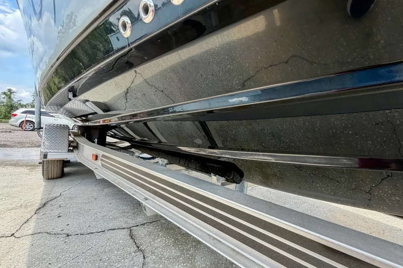 Slide: The Image of 2023 Sportsman Heritage 261 Center Console on trailer, close-up view. - 64