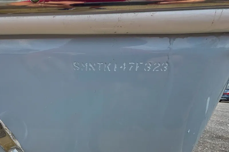 Slide: The Image of 2023 Sportsman Heritage 261 Center Console hull identification number on display. - 73