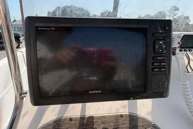Slide: The Image of Garmin echomap SV on 2017 Carolina Skiff 238 DLV boat dashboard. - 24
