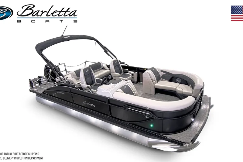 Slide: The Image of 2027 Barletta C22UC pontoon boat with sleek design and spacious seating. - 12