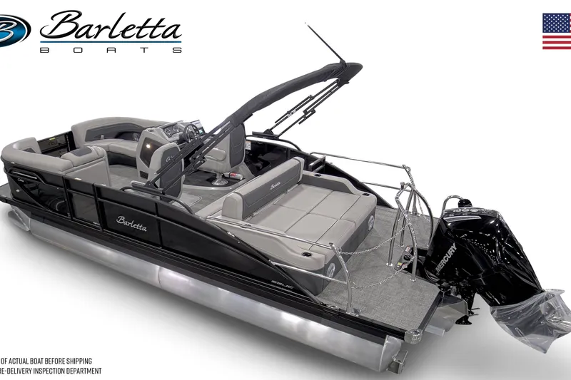 Slide: The Image of 2027 Barletta C22UC pontoon boat with sleek design and comfortable seating. - 1