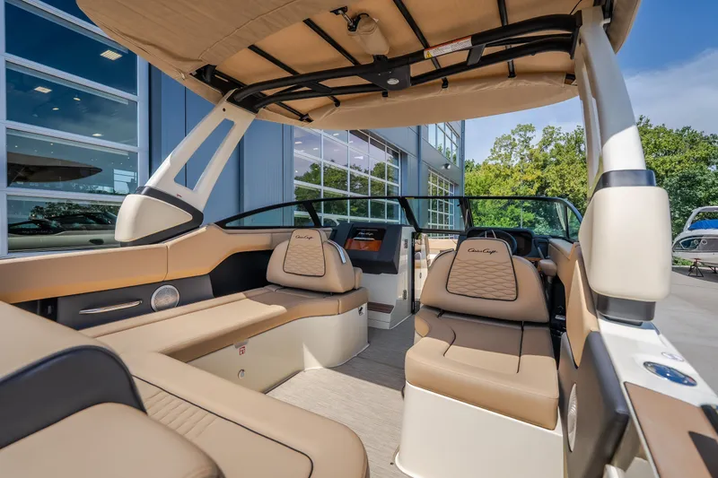 Slide: The Image of 2026 Chris-Craft Sportster 28 boat interior with luxurious seating and modern design. - 18