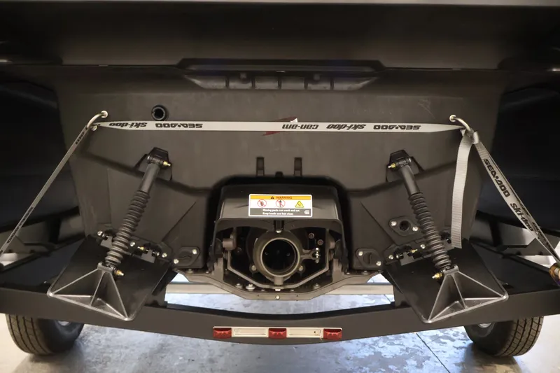 Slide: The Image of 2026 Sea-Doo Switch Compact rear view showcasing suspension and jet propulsion system. - 22