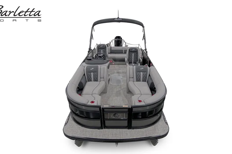 Slide: The Image of 2027 Barletta L23U pontoon boat with luxurious seating and sleek design. - 9