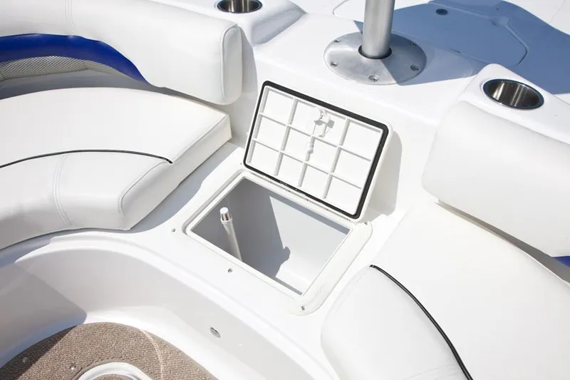 Slide: The Image of Manufacturer Provided Image: 2014 Hurricane SunDeck 187 OB boat interior with open storage compartment. - 10