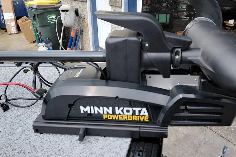Slide: The Image of Minn Kota PowerDrive motor on 2026 Smoker Craft Excursion 166 SC boat. - 17
