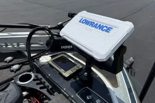 Slide: The Image of Nitro Z19 Pro 2017 boat dashboard with Lowrance Elite fishfinder and Minn Kota trolling motor. - 10