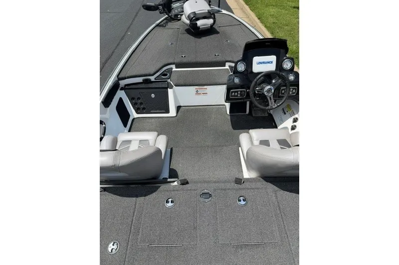 Slide: The Image of 2017 Nitro Z19 Pro boat interior with steering console and seating. - 1