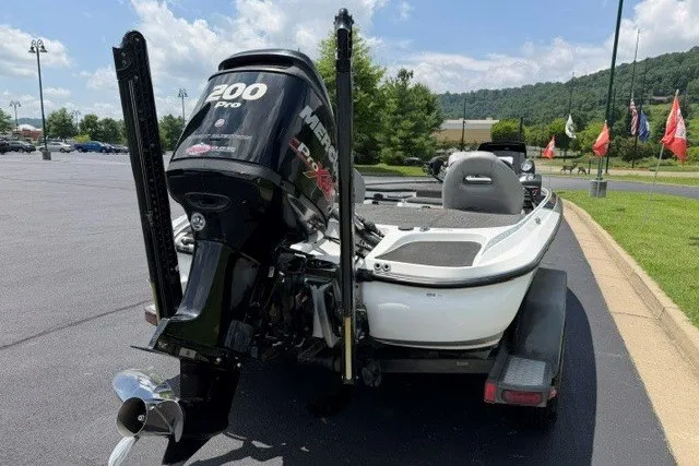 Slide: The Image of 2017 Nitro Z19 Pro boat with Mercury 200 Pro XS engine on a trailer. - 3