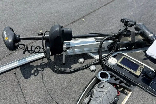 Slide: The Image of Minn Kota trolling motor on 2017 Nitro Z19 Pro boat deck. - 8