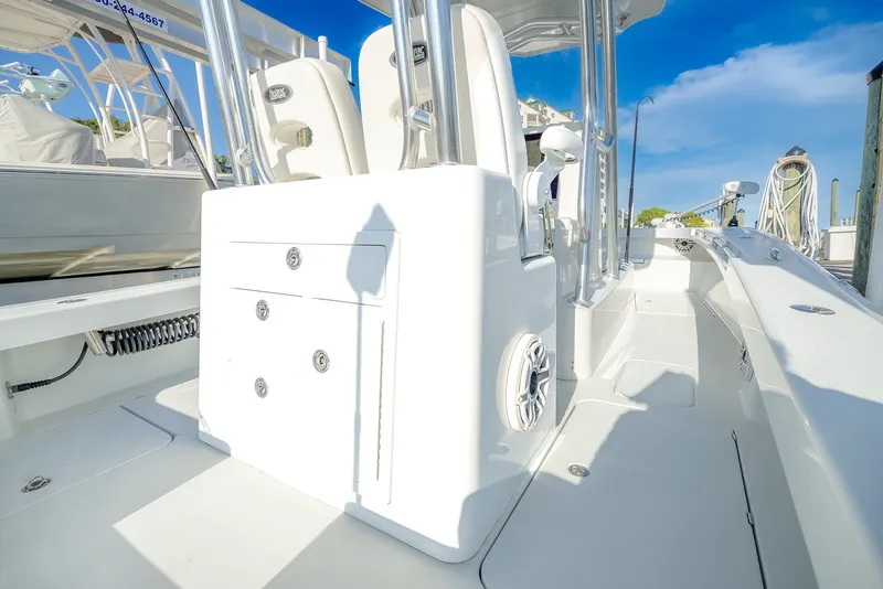 Slide: The Image of 2020 Costa Custom Boats 264HC interior with sleek white design and modern features. - 21