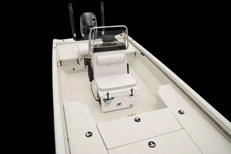 Slide: The Image of The image shows a 2024 Ranger RB210 boat with an open deck and a central console. - 46