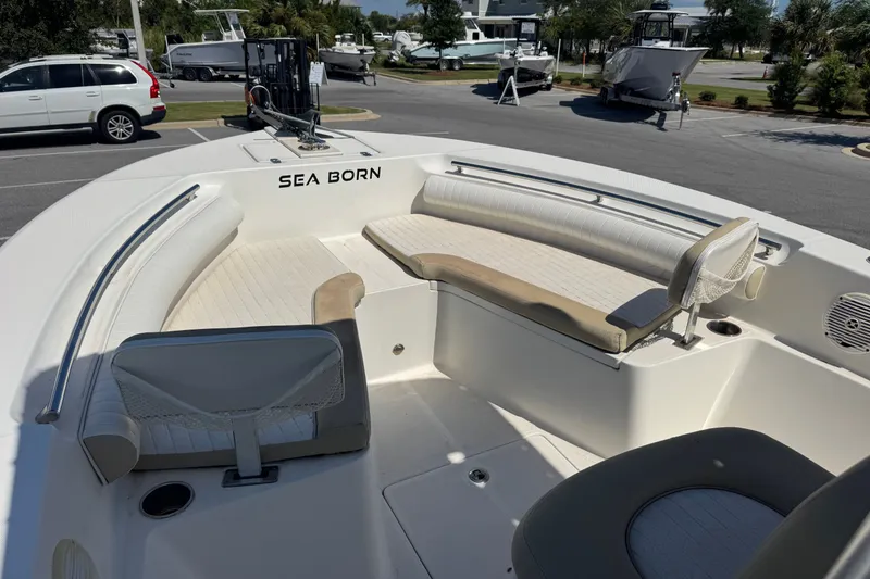Slide: The Image of 2017 Sea Born LX22 Center Console boat with spacious seating and sleek design. - 7