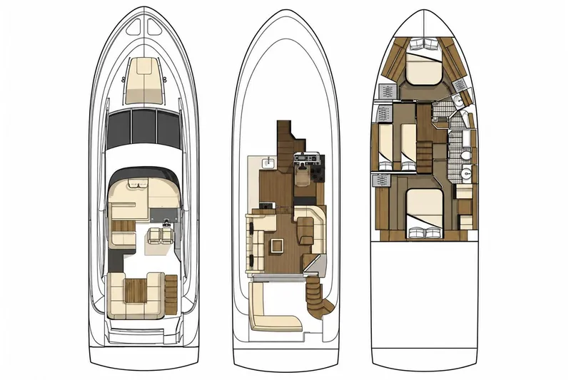 Slide: The Image of Floor plan of a 2014 Sea Ray 510 Fly yacht, showcasing interior layout and design. - 60
