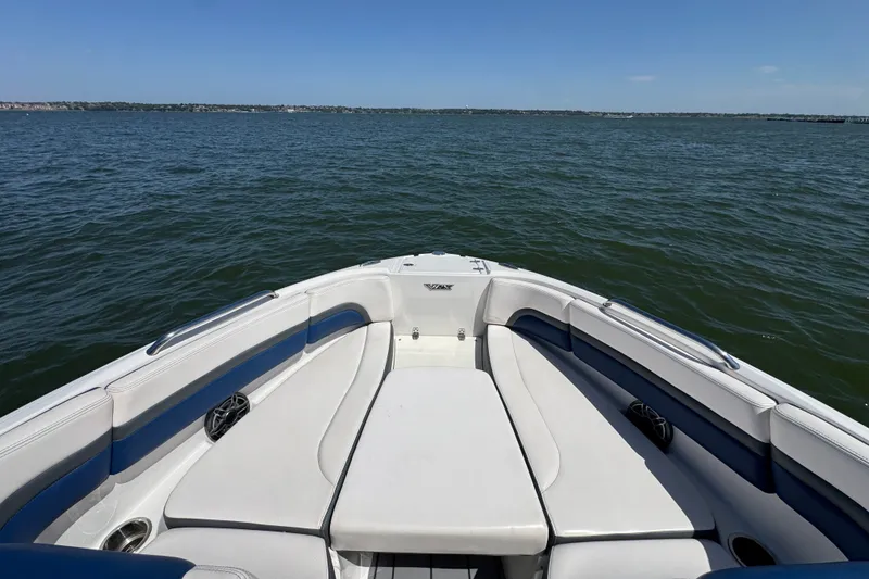 Slide: The Image of 2020 Chaparral Vortex 223 VRX boat interior with lake view. - 9