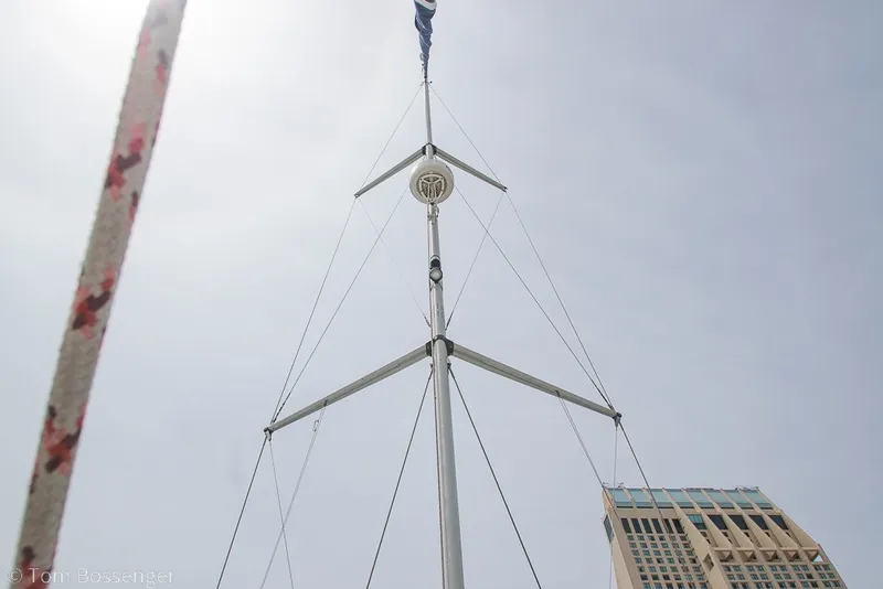 Slide: The Image of Mast of 2007 Hunter 41 Aft Cockpit sailboat against a clear sky. - 50