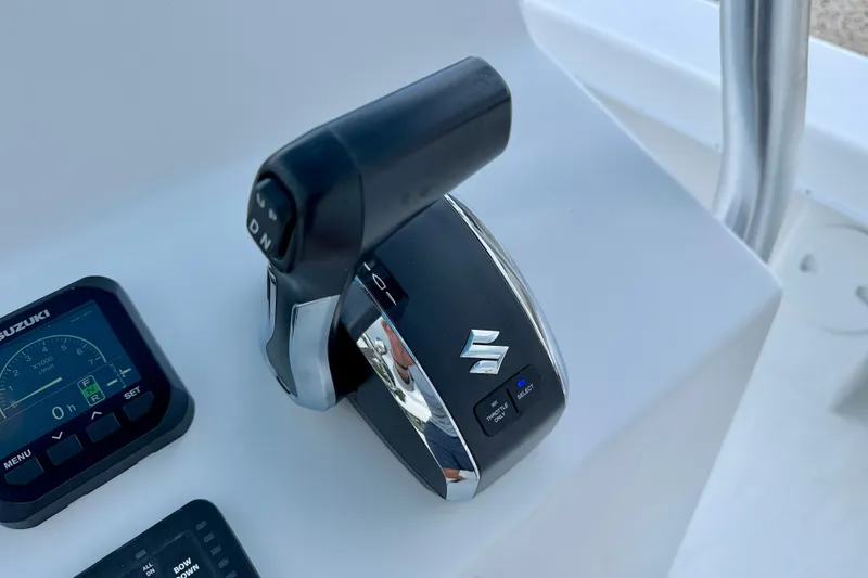 Slide: The Image of Throttle control and display on 2027 C-Hawk 25 Center Console boat. - 23