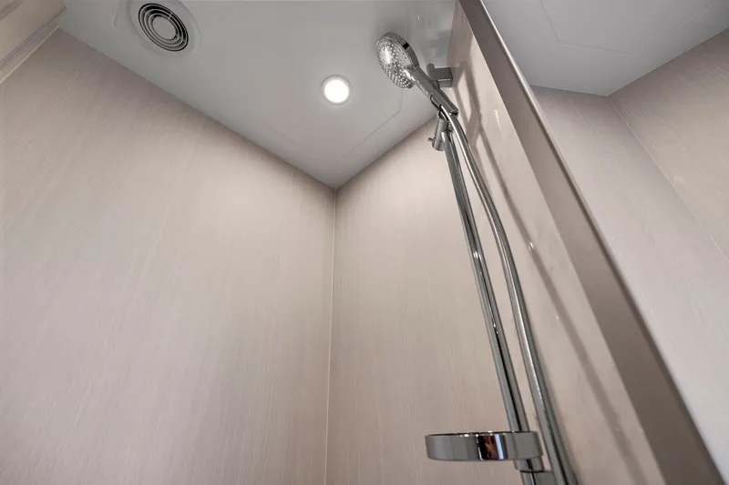 Slide: The Image of Modern shower area in 2024 Fairline Phantom 65 yacht bathroom. - 47