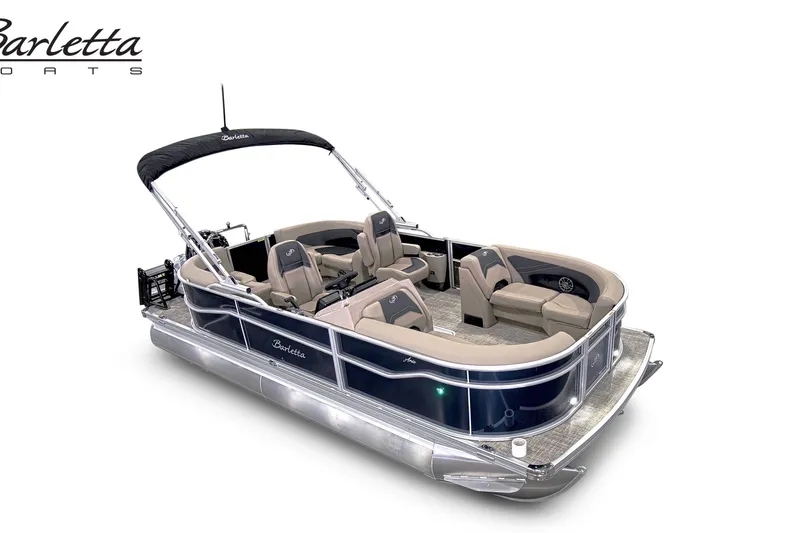 Slide: The Image of 2027 Barletta ARIA 20QC pontoon boat with sleek design and comfortable seating. - 1