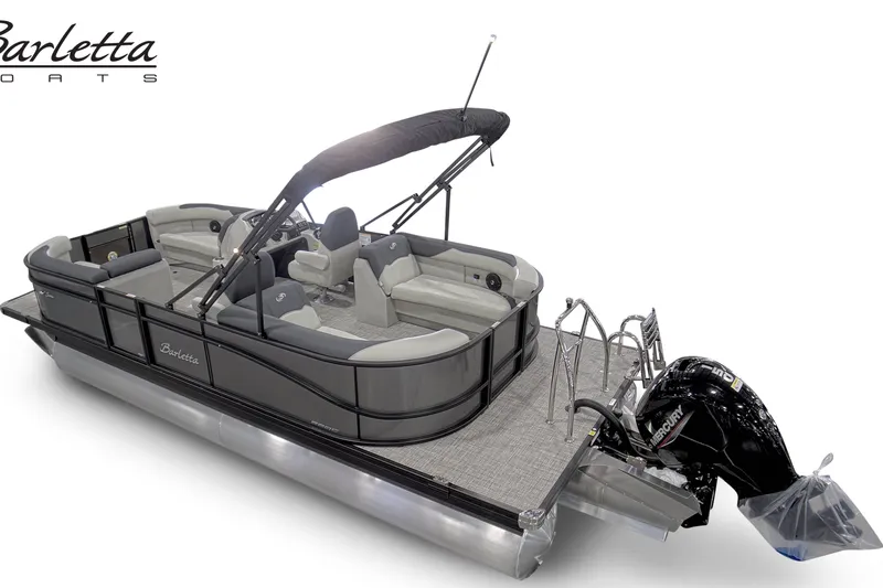 Slide: The Image of 2027 Barletta SANZA 22QC pontoon boat with sleek design and spacious seating. - 3