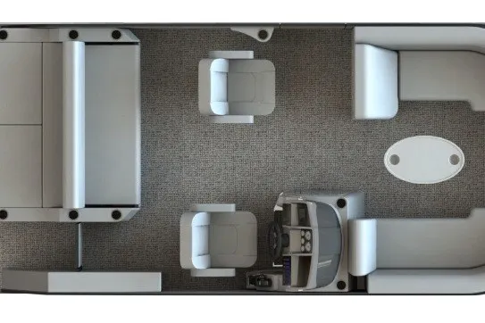 The Image of Top view of 2027 Sylvan Q22 ULZ boat interior layout with seating and helm. - 1