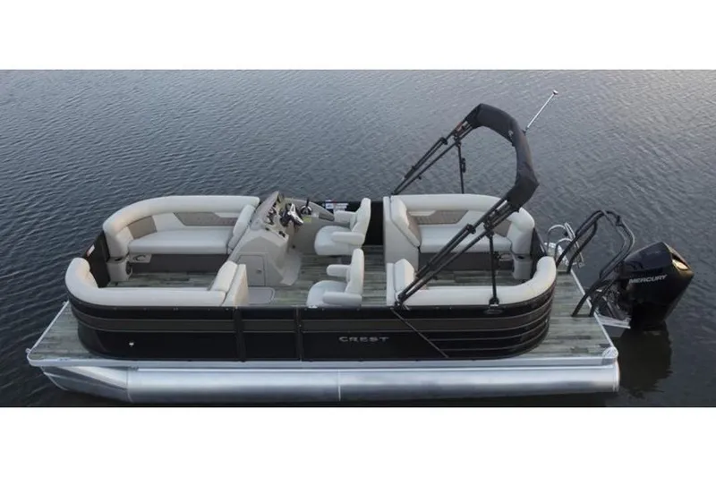Slide: The Image of Manufacturer Provided Image: 2021 Crest Classic DLX 220 SLC pontoon boat on calm water. - 4