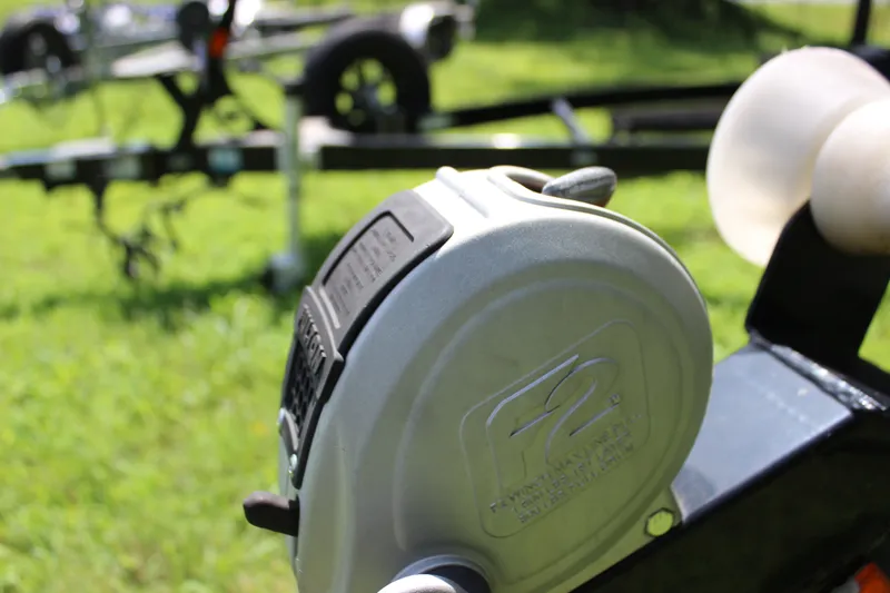 Slide: The Image of Close-up of a boat trailer winch for a 2015 Malibu Wakesetter 22 VLX. - 53