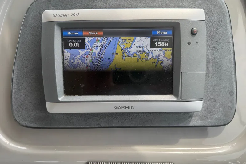 Slide: The Image of Garmin GPSmap 740 on 2006 Cruisers Yachts 370 Express, displaying nautical chart and navigation data. - 20