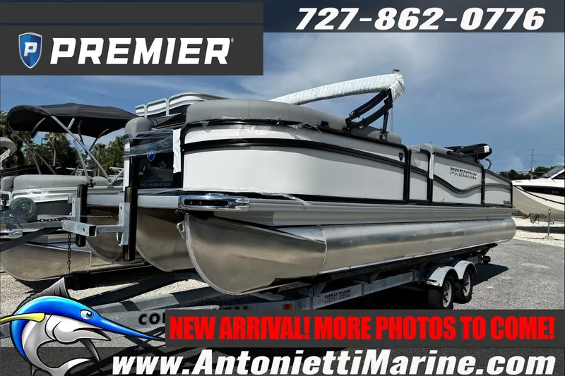 The Image of 2027 Premier 250 Sunsation RS - CL pontoon boat on trailer, new arrival at Antonietti Marine. - 0