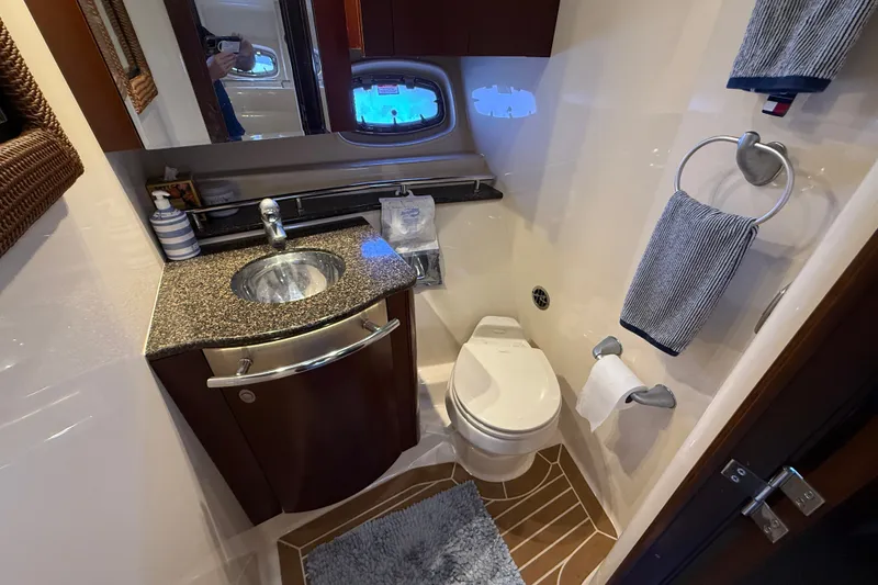 Slide: The Image of Luxurious bathroom in 2005 Sea Ray 48 Sundancer yacht with modern fixtures. - 56