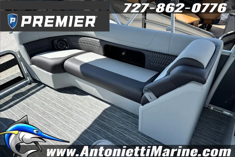 Slide: The Image of 2027 Premier 250 Solaris Upper Deck boat seating, featuring luxurious upholstery and modern design. - 15