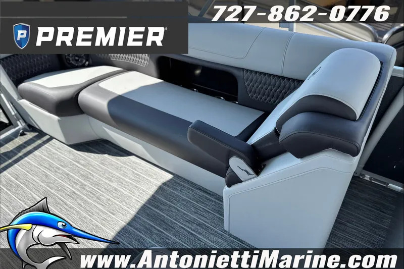 Slide: The Image of Premier 250 Solaris Upper Deck 2027 boat seating, featuring luxurious upholstery and modern design. - 16