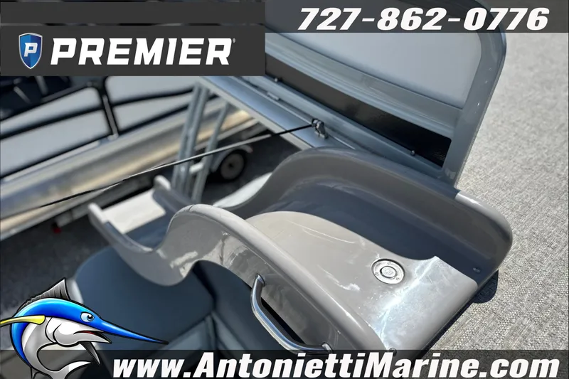 Slide: The Image of 2027 Premier 250 Solaris Upper Deck - CL boat detail with contact info and logo. - 8