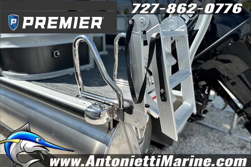 Slide: The Image of Premier 250 Solaris Upper Deck - CL 2027 boat ladder and railing, Antonietti Marine branding. - 5