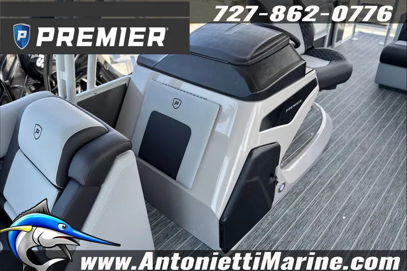 Slide: The Image of Premier 250 Solaris Upper Deck - CL 2027 boat interior with seating and console. - 18