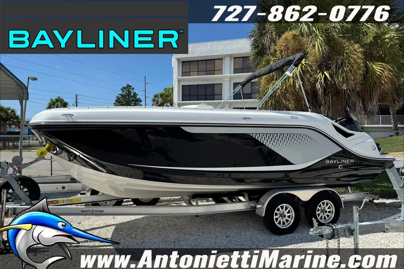 The Image of 2026 Bayliner D22 boat on trailer at Antonietti Marine dealership. - 0