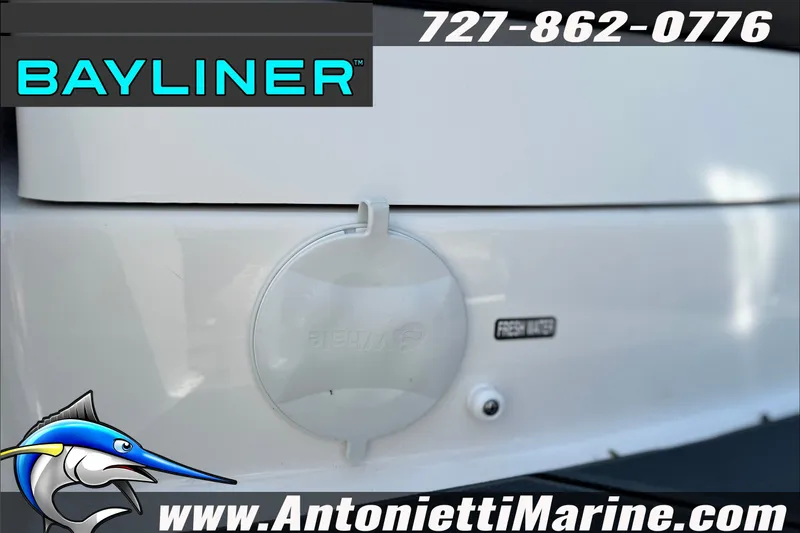 Slide: The Image of Bayliner D22 2026 boat detail with logo and contact information. - 30