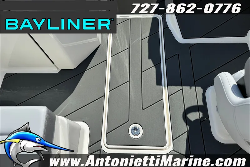Slide: The Image of Bayliner D22 boat deck, 2026 model, featuring sleek design and branding details. - 23