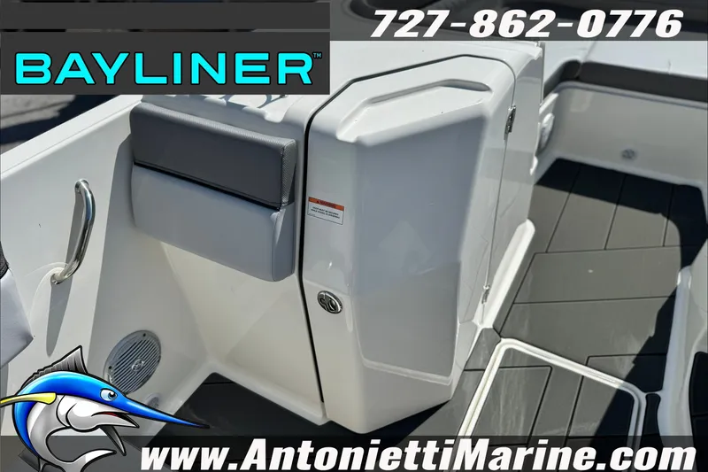 Slide: The Image of Bayliner D22 boat interior, featuring seating and storage, 2026 model. - 20