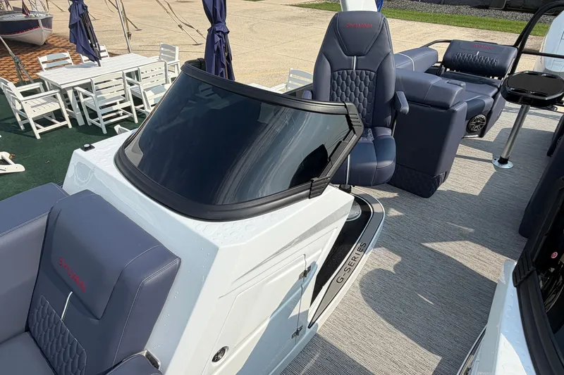 Slide: The Image of 2027 Sylvan G5 LZ DC boat interior with luxurious seating and sleek design. - 15