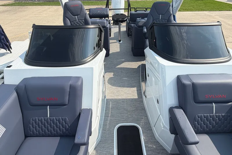 Slide: The Image of 2027 Sylvan G5 LZ DC boat interior with sleek seating and modern design. - 13