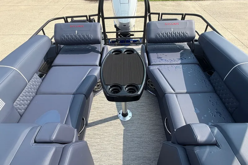 Slide: The Image of Luxurious seating on 2027 Sylvan G5 LZ DC pontoon boat with sleek design and cup holders. - 22